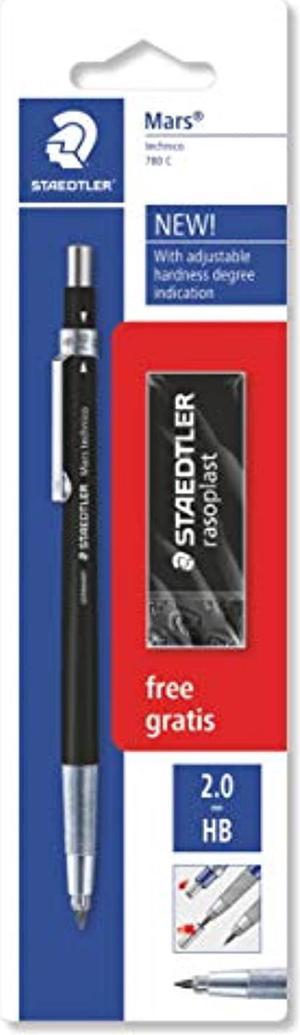 780 C Bkp6 Mars Technico Mechanical Pencil With Hb Lead And Eraser,Black