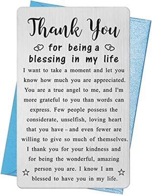 Meatl Engraved Thank You Cards, Thank You For Being A Blessing In My Life, Appreciation Thank You Gifts For Friend Doctor Mom Women Men