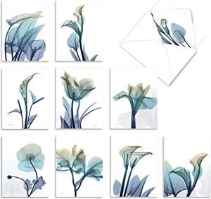 - 10 Boxed Note S With Flowers - Blank Assorted Floral Notes Bulk (4 X 5.12 Inch) - Blooming Expressions Am6221ocb-B1x10