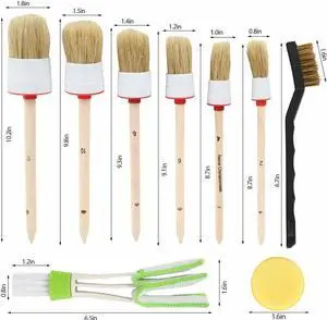 12pcs Car Detailing Brush Kit Boar Hair Vehicle Auto Wheel Clean Brush Set