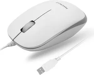 Macally USB Wired Mouse for Mac and Windows - Simple 3 Button Corded Computer Mouse Wired, Scroll Wheel Layout with Long Wire Cord - Plug and Play USB Mouse Wired for Laptop, PC Desktop, Notebook