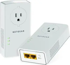 Powerline Adapter Kit 2000 Mbps Wall-Plug 2 Gigabit Ethernet Ports with Passthrough + Extra Outlet (PLP2000-100PAS)