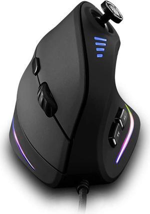 Vertical Mouse, Ergonomic USB Wired Vertical Mouse with [5 D Rocker] [10000 DPI] [11 Programmable Buttons], RGB Gaming Mouse for Gamer/PC/Laptop/Computer