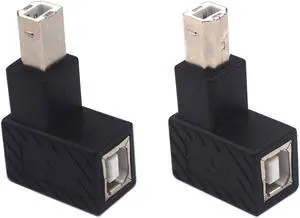90 Degree USB B Printer Adapter 2 Pack USB 2.0 Type-B Male to Female Up and Down Angle Printing and Data Extension Adapter for Printer  HDD (UP&Down)