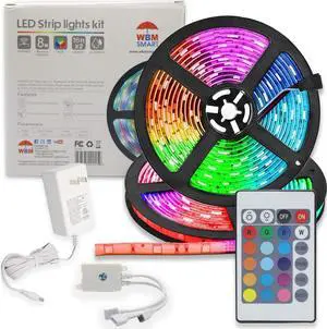 LED Strip Lights LED Lights for Bedroom 32 ft Long 3M Strong Adhesive Cutable LED Lights with IR Remote Controller
