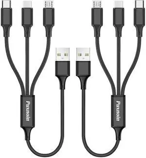 Multi Charging Cable 2Pack Multi Charger Cable Short 1FT Braided Universal 3 in 1 Multiple USB Cable Charging Cord with Type-C Micro USB Port Connectors for Cell Phone Tablets Multi Charging Cable 2Pack Multi Charger Cable Short 1FT Braided Universal 3 in 1 Multiple USB Cable Charging Cord with Type-C Micro USB Port Connectors for Cell Phone Tablets