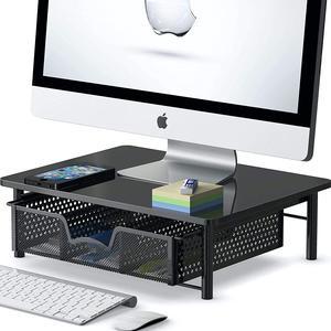 SimpleHouseware Computer Monitor Stand Riser with Drawer, Black