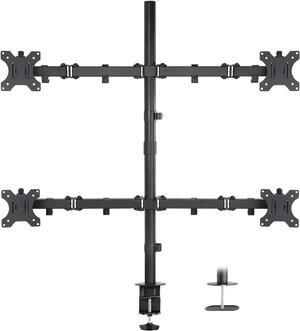 Mount-It! 4 Monitor Stand | Quad Monitor Desk Mount | Fits Four Computer Screens 19 21 24 27 29 30 32 Inches | Heavy Duty Height Adjustable Arms | VESA 75 100 Compatible | C-Clamp and Grommet Bases