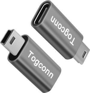 USB C to Mini USB Adapter (2 Pack) Type C (Female) to Mini USB (Male) Convert Connector Support Charge & Data Sync for GoPro Hero 3+ MP3 Players and Other Mini USB Devices