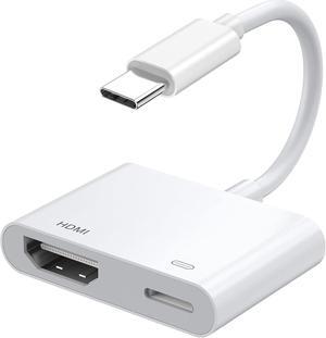 USB C to HDMI Digital AV Adapter for iPhone 16 15 1080P Video & Audio Sync Screen Converter AV Adapter with Charging Port for iPhone 16/16 Plus/16 Pro/16 Pro Max/15/15 Plus S23 XPS 17 Surface Book 3
