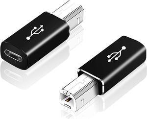 2 Pack USB B to USB C Adapter Type C Female to MIDI Converter Compatible with Printer Electric Piano Laptops and More Type-C Devices