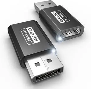 4K DisplayPort to HDMI Adapter 2-Pack DP PC to HDMI Monitor Converter Video UHD 2K@120Hz 4K@30 DP to HDTV Male to Female Uni-Directional adapter Compatible with   HP GPU AMD -Black