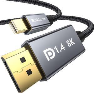 8K Mini DisplayPort to DisplayPort 1.4 Cable [8K@60Hz 4K@144Hz 2K@240Hz] 32.4Gbps Bi-Directional HDR G-Sync Mini DP [Thunderbolt 2 Compatible] for Gaming Laptop MacBook Monitor 6.6FT