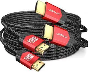 HDMI Cables 2.1 10FT 2-Pack 48Gbps 8K@60Hz 4K Ultra High Speed Cords(7680x4320 4K@120Hz) eARC HDR10 HDCP 2.2 & 2.3 3D Compatible for PS5/PS4/X-Box/ TV/HDTV/Blu-ray/LG