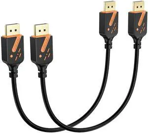 Short DisplayPort Cable 1 FT 2-Pack DP to DP Cables 4K Display Port Cable Male to Male Adapter with 2K@165Hz/144Hz Support 3D HDR for Gaming TV Monitor Docking Station