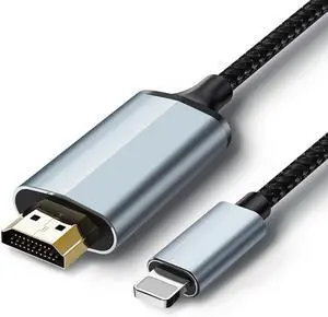 Lightning to HDMI Adapter ? 1080P HD ? HDMI Cable for iPhone to TV ? Compatible with iPhone14 13 12 & YouTube to TV Output ? 6.6FT (Does Not Support iPhone 15/16 or Streaming Netflix)