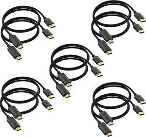 DisplayPort to HDMI Cable 10 Pack Braided 6 ft DP to HDMI Display Port Cable Adapter Male to Male for Computer Laptop Monitor TV Projector (Thin 10-Pack Braided)