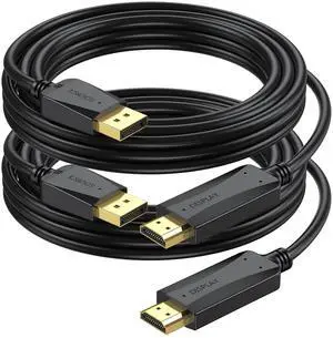4K DisplayPort to HDMI Cable 10 Feet 2-Pack DP (Display Port) to HDMI Cord Male to Male Support Video and Audio (4k 2880P 2160P 1440P 1080P) for Computer Monitor Projector HDTV-NOT Bidirectional 4K DisplayPort to HDMI Cable 10 Feet 2-Pack DP (Display Port) to HDMI Cord Male to Male Support Video and Audio (4k 2880P 2160P 1440P 1080P) for Computer Monitor Projector HDTV-NOT Bidirectional