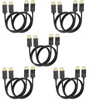 DisplayPort to DisplayPort Cables 6FT 10-Pack 4K@60Hz DP Display Port Male to Male Cord Gold-Plated 2K@165Hz Compatible for Computer Laptop Graphics Card etc