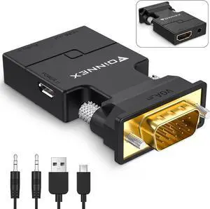 VGA to HDMI Adapter Converter with Audio (PC VGA Source Output to TV/Monitor with HDMI Connector) Active Male VGA in Female HDMI 1080p Video Dongle adaptador for Computer Laptop Projector