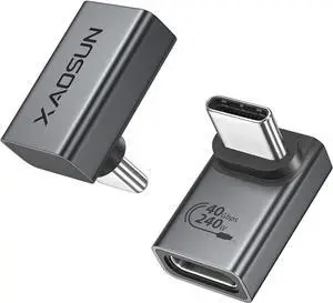 90 Degree USB C Adapter USB C to USB C Adapter Right Angle 240W 40Gbps USB Type C Thunderblt 4 Connecter for MacBook Phone rog Ally steam Deck Switch Tablet and More