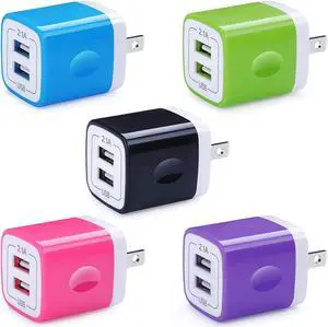 5Pack USB Charger Block Wall Plug HUHUTA Dual Port 2.1A USB Phone Charger Adapter Fast Charging Box for iPhone 15 14 13 12 11 Pro Max,iPad,Samsung Galaxy S24 S23 S22 S21 A54 A14 A13 A53,Pixel 8 7 Pro