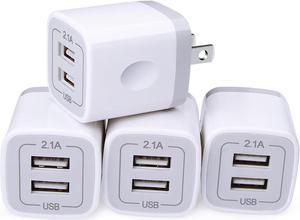 USB Wall Charger, Cube Charger 2 Port Charging Box 4Pack 2.1A/5V Home Travel Charger Plug USB Power Adapter Charging Station Base for iPhone 15 14 13 12 11 Pro Max XR XS X 8 7 Plus, Pad, Pod, Samsung