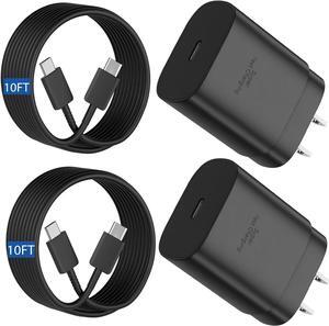 S24 S23 S22 Ultra Charger 25W Super Fast USB C Charger Block & 10FT Android Phone Type C Charger Cable Cord for Samsung Galaxy S24 Ultra/S24+/S24/S23 Ultra/S23/S22 Ultra/S22/S21/S20 /Note10 20