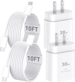 iPhone 16 15 Pro Max Charger Fast Charging 30W USB C iPhone 16 15 Charger Block with 10FT Long C Chargers Cord Cable for iPhone 16 15 Pro Max/16 15 Pro/16 15 Plus/16/15 iPad Galaxy S24/S23/S22