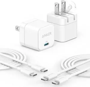 USB C Charger Block with USB-C Cable 20W Charger Block for iPhone 16/15 and More Series Galaxy Pixel iPad Pro/Air/Mini Series (Pack of 2)