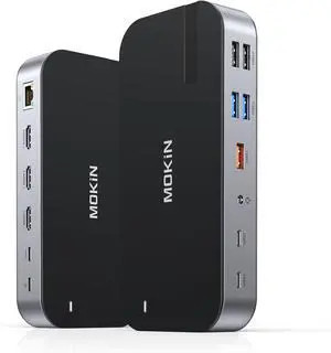 Laptop Docking Station,16 in 1 Dock Triple Monitor,USB C Docking Station with 3 HDMI,PD 100W, USB 3.1/3.0/2.0,RJ 45 Ethernet,SD/TF,Audio for Dell/HP/Lenovo,Matte Black