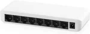 YuLinca 8 Port Gigabit Ethernet Switch, 8 x 100/1000Mbps Ports, Unmanaged Desktop & Wall Mount Ethernet Hub Splitter, Mini Plastic Home Office Network Switch