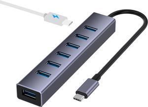 USB C to USB Hub, 8 in 1 USB Adapter with 7 Port USB 3.0 Hub,USB C Splitter with USB C 5V/3a Extra Power, 7.9IN/20CM Main Cable USB HUB, USB Extension for Laptop and PC Computer