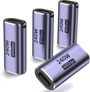 USB-C Coupler (4 Pack) - Female to Female Adapter PD 240W 40 Gbps 8K 60Hz Video Compatible with Thunderbolt 4/3 MacBook Pro/Air USB-C HUB & More Type C Devices