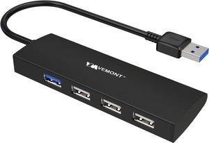 USB Hub,VEMONT 4-Port USB Data Hub with 3 Ports USB 2.0 HUB, 1port USB 3.0 HUB,Ultra Slim Portable High-Speed USB Splitter Applicable for PC Laptop, Desktop, Notebook, MacBook and More