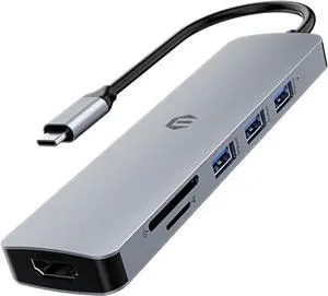 TOTU USB C HUB, 6 in 1 Docking Station USB C Multiport Adapter with 4K HDMI Output, USB 3.0 Up to 5Gpbs, SD&TF Card Slot, Compatible for Laptop and Other Type C Laptops