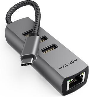 USB-C to Ethernet Adapter, WALNEW 4 in1 USB C Hub with LAN RJ45, Aluminum Gigabit Cat Network Cable Converter to Type C Thunderbolt 3 for iMac,MacBook,Chromebook,Surface, Laptop,Desktop,PC