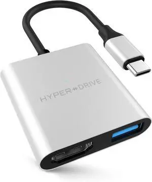HyperDrive 4K HDMI 3-in-1 USB-C Hub for MacBook, Chromebook - Silver