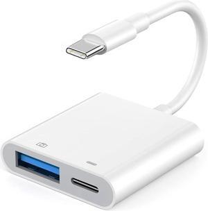 USB C to USB Camera Adapter for iPhone 16 Portable USB C Male to Female USB OTG with Fast Charging Port for iPhone 16/16 Pro/16 Pro Max/15/15 Pro/15 Pro Max iPad Pro to USB Flash Drive/Keyboard/Mouse
