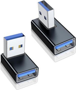 90 Degree USB 3.0 Male to Female Adapter Right Angle USB A Male to USB A Female Adapter 2-Pack USB 3.0 Male to Female Right Angle Expansion Adapter for Laptop/Mobile Phone/Tablet/PC (Black)