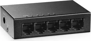 MokerLink 5 Port Gigabit Unmanaged Ethernet Switch, 4 x 100/1000Mbps Ports and 1 Gigabit Uplink, Home Office Network Hub Splitter, Metal Desktop & Wall Mount Network Switch