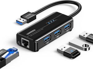 UGREEN USB 3.0 Hub Ethernet Adapter 10 100 1000 Gigabit Network Converter with 3 USB 3.0 Ports Hub Compatible with Laptop PC Nintendo Switch MacBook Mac Mini Surface XPS Windows Linux macOS, and More