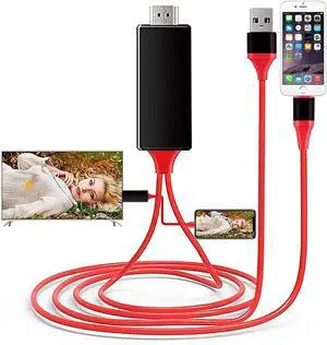 [ MFi Certified] Lightning to HDMI Cable Adapter Compatible with iPhone 1080P Digital Sync Screen Audio&Video Adapter with Charge Port Connector to HD TV/Projector/Monitor Support OS
