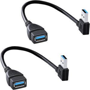SuperSpeed USB 3.0 Male to Female Extension Data Cable Left and Right Angle 2PCS (20CM 8IN)