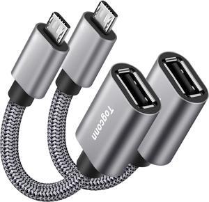 Micro USB to USB Adapter Micro USB 2.0 OTG Cable 2 Pack Nylon Braided Aluminum Shells USB Male to USB Female for S7 LG Flash Drive Mouse Keyboard Game Controller