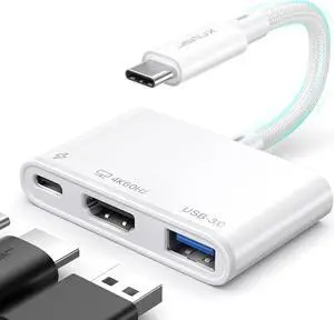 USB-C to HDMI Adapter Digital AV Multiport 4K@60Hz 3-in-1 100W Charging 5Gbps USB-A 3.0 Type-C Compatible for iPhone 16 Pro/16 Pro Max/16/iPhone 15 Pro Max  S24/23 iPad MacBook