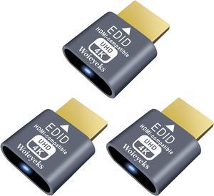 3 Pack HDMI Dummy Plug 4K HDR Virtual Monitor EDID Emulator Headless Display Adapter Supports up to 4k@60Hz 1080@120Hz