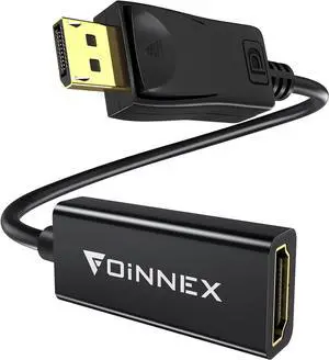 4K DisplayPort to HDMI Adapter Uni-Directional DP to HDMI Converter Support 1440P 60Hz DP Source to HDMI Display Male to Female Compatible for DP Computer and HDMI Monitor