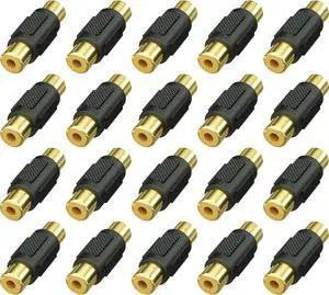 20 Pack RCA Female to Female Coupler Audio Video Adapter Gold Plated for Phono Speaker RCA Cable Amplifier