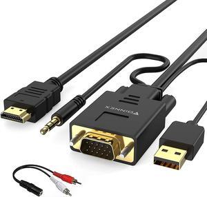 VGA to HDMI Cable with Audio 1080P VGA to HDMI Adapter Cable VGA Computer/Laptop to HDMI Monitor/TV VGA Male to HDMI Male Converter Cord for Desktop Laptop Projector to Monitor HDTV 6FT